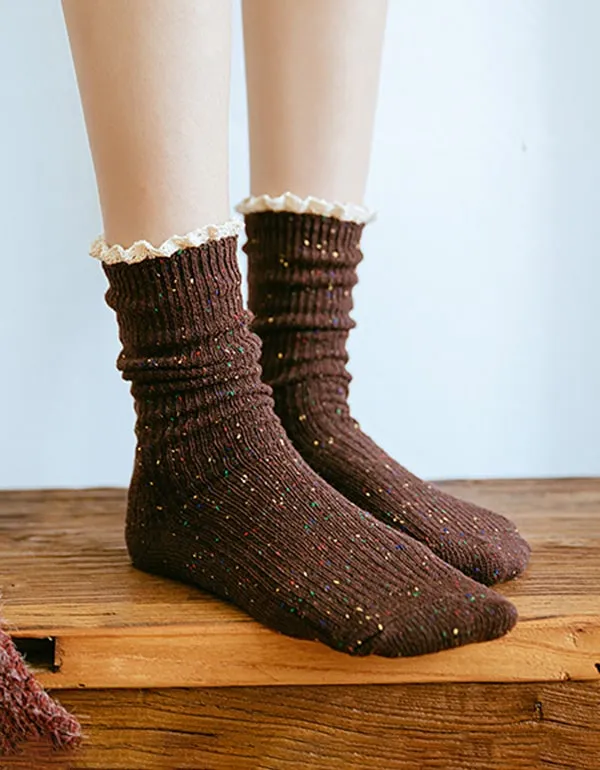 3 Pairs Autumn Winter Retro Long Cotton Socks