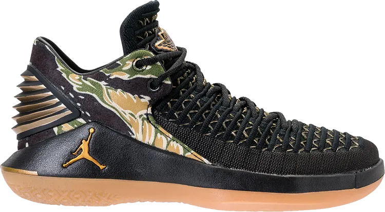 Air Jordan 32 Low Camo Sneakers, Black