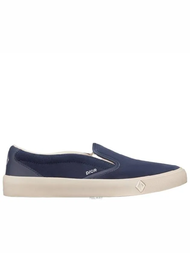 B101 Suede Smooth Calfskin Slip On Sneakers Navy