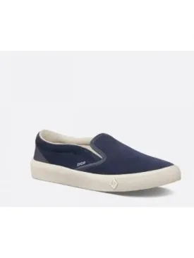 B101 Suede Smooth Calfskin Slip On Sneakers Navy