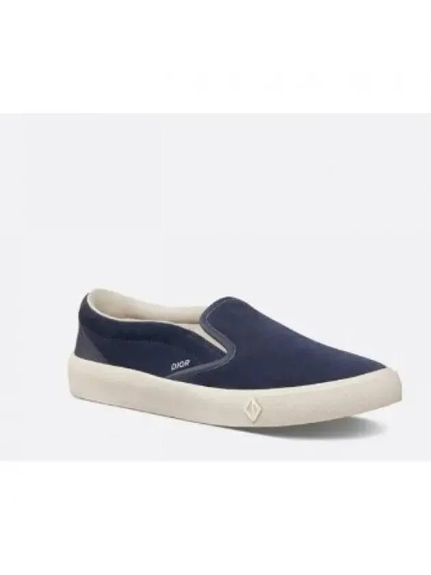 B101 Suede Smooth Calfskin Slip On Sneakers Navy