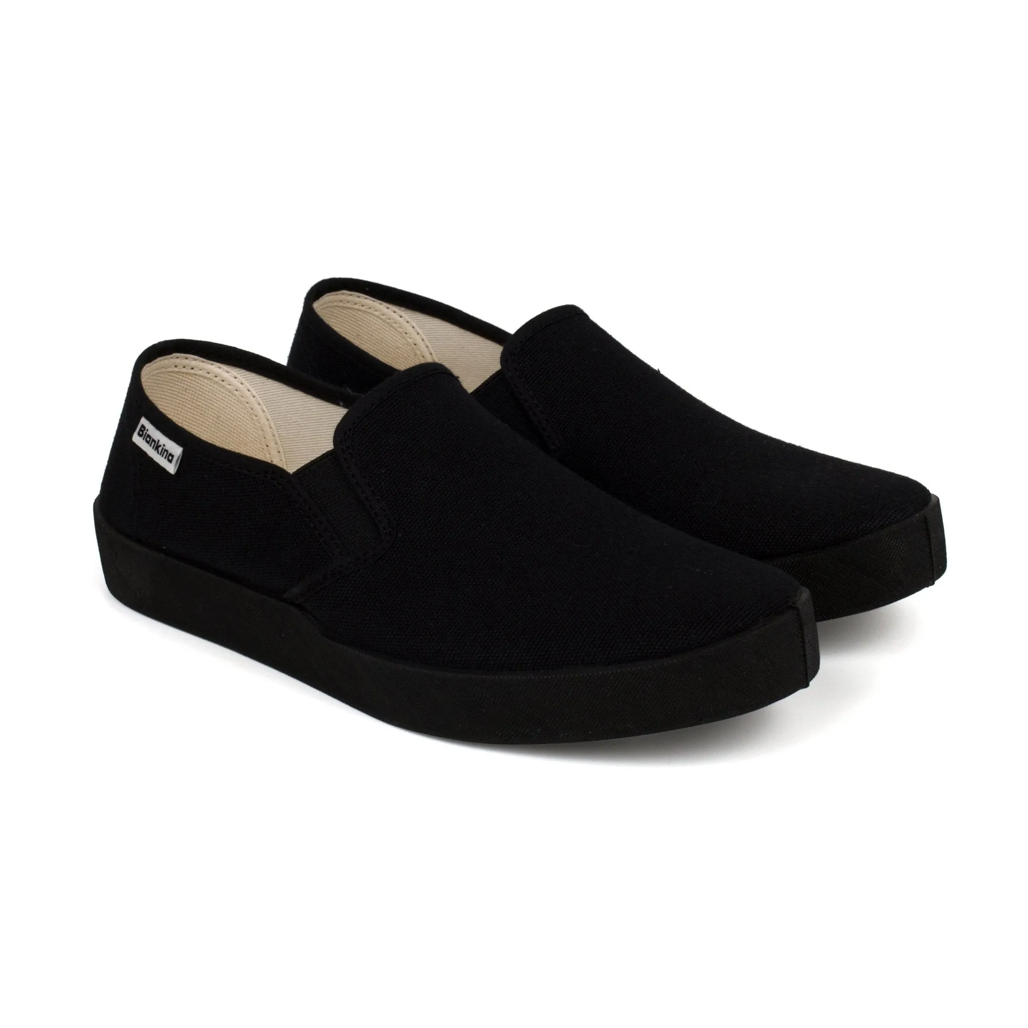 Barcelona Organic Cotton Canvas Slip Ons - Black