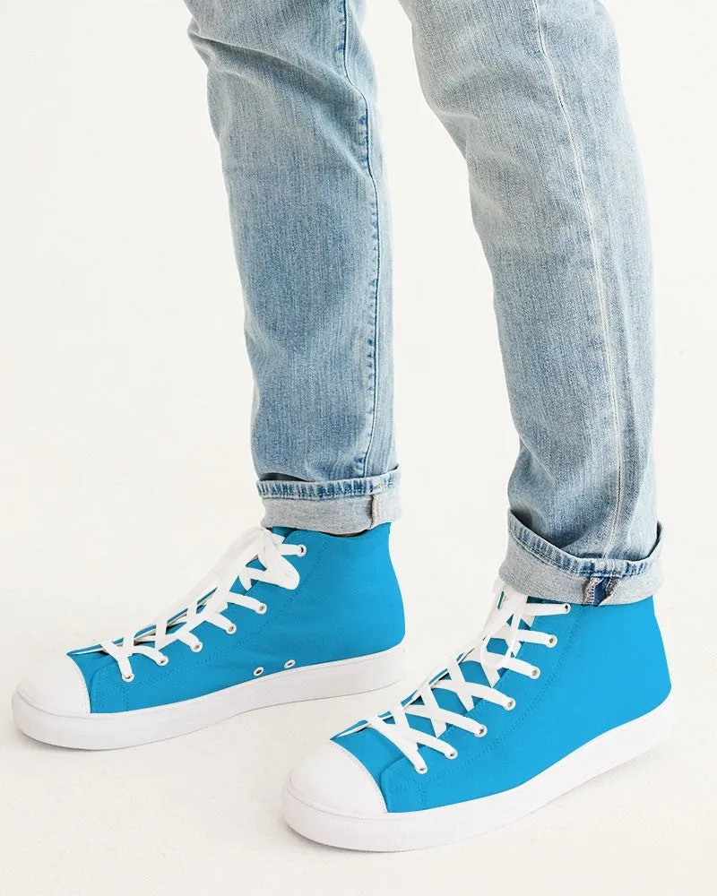 Bright Cyan Men's High-top Canvas Sneakers | Men's | Bright Pure Cyan | C100M0Y0K0