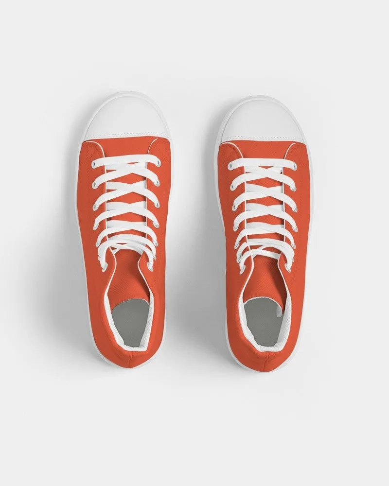 Bright Red Orange Men's High-top Canvas Sneakers | Men's | Bright Pure Red Orange | C0M88Y100K0