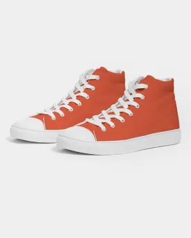 Bright Red Orange Men's High-top Canvas Sneakers | Men's | Bright Pure Red Orange | C0M88Y100K0