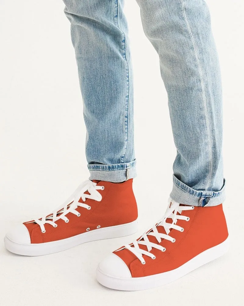 Bright Red Orange Men's High-top Canvas Sneakers | Men's | Bright Pure Red Orange | C0M88Y100K0