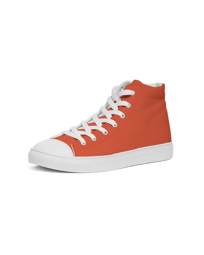 Bright Red Orange Men's High-top Canvas Sneakers | Men's | Bright Pure Red Orange | C0M88Y100K0