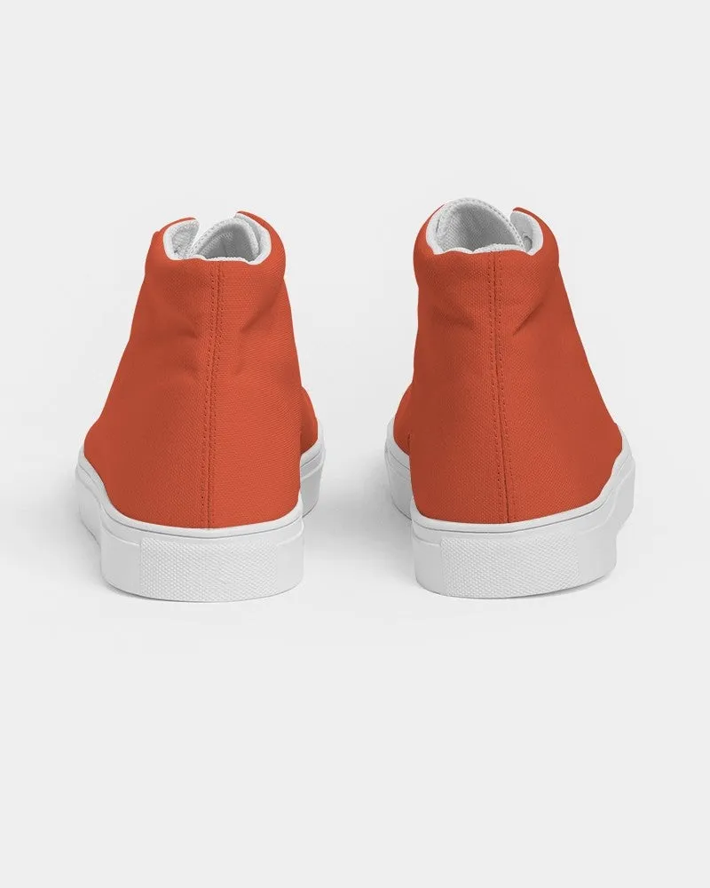 Bright Red Orange Men's High-top Canvas Sneakers | Men's | Bright Pure Red Orange | C0M88Y100K0