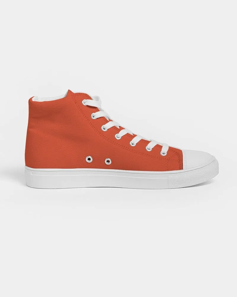 Bright Red Orange Men's High-top Canvas Sneakers | Men's | Bright Pure Red Orange | C0M88Y100K0