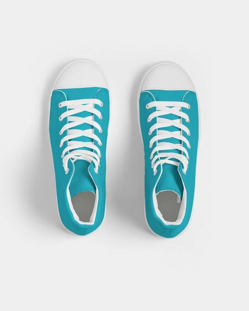 Bright Warm Cyan Men's High-top Canvas Sneakers | Men's | Bright Pure Warm Cyan | C100M0Y25K0