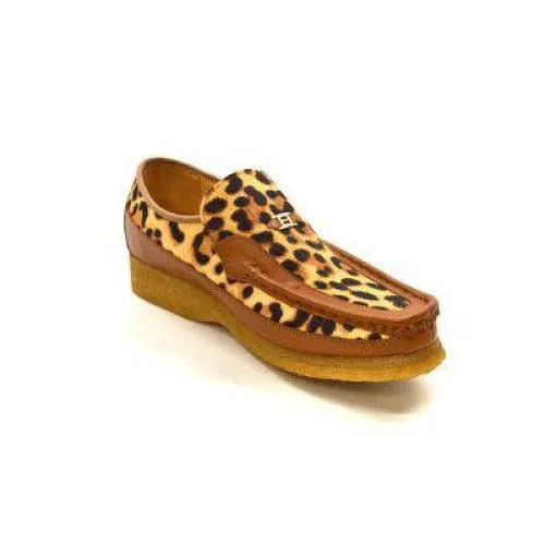 British Walkers Power Cheetah Design Men's Leather Custom Made Slip Ons