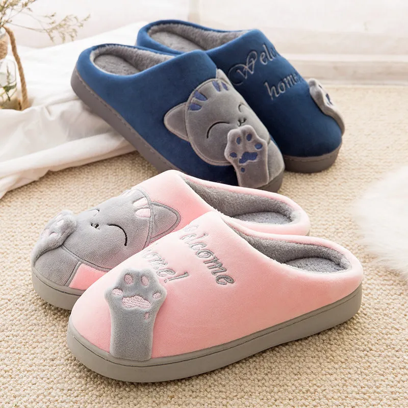 Cartoon Cat Shoes Soft Winter Warm Home Slippers