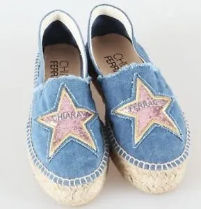 Chiara Ferragni Women's Denim Hollywood Star 'Joanne' Espadrilles Slippers