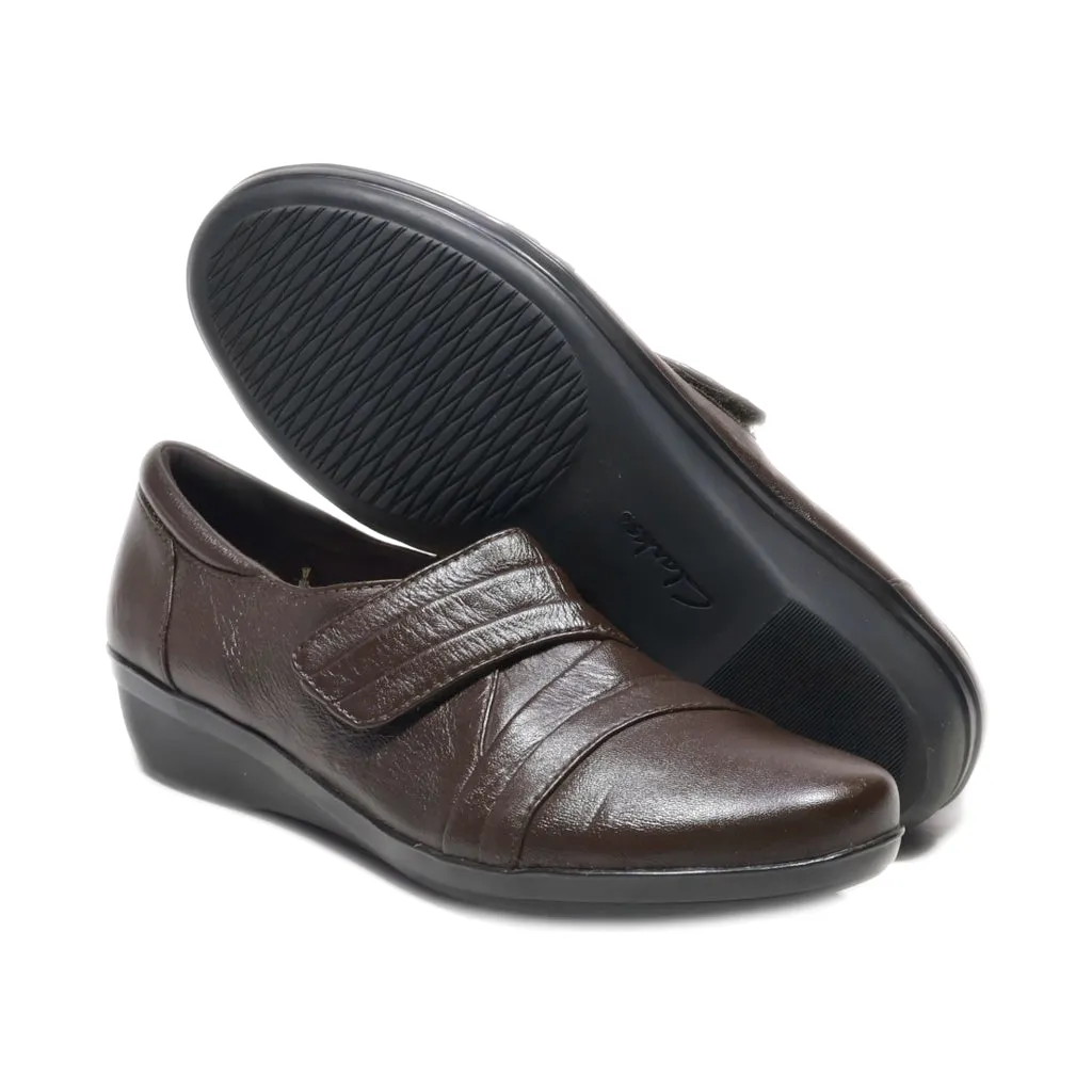 Clarks Everlay Tara Slip Ons Leather Brown Colour For Women