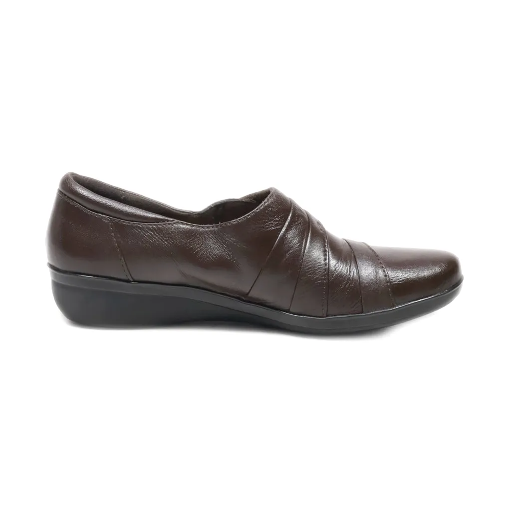 Clarks Everlay Tara Slip Ons Leather Brown Colour For Women