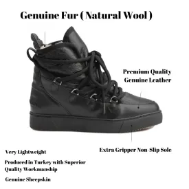 Cool Moon Women's Fur-Lined Sneaker Boot SCB 365051 Black