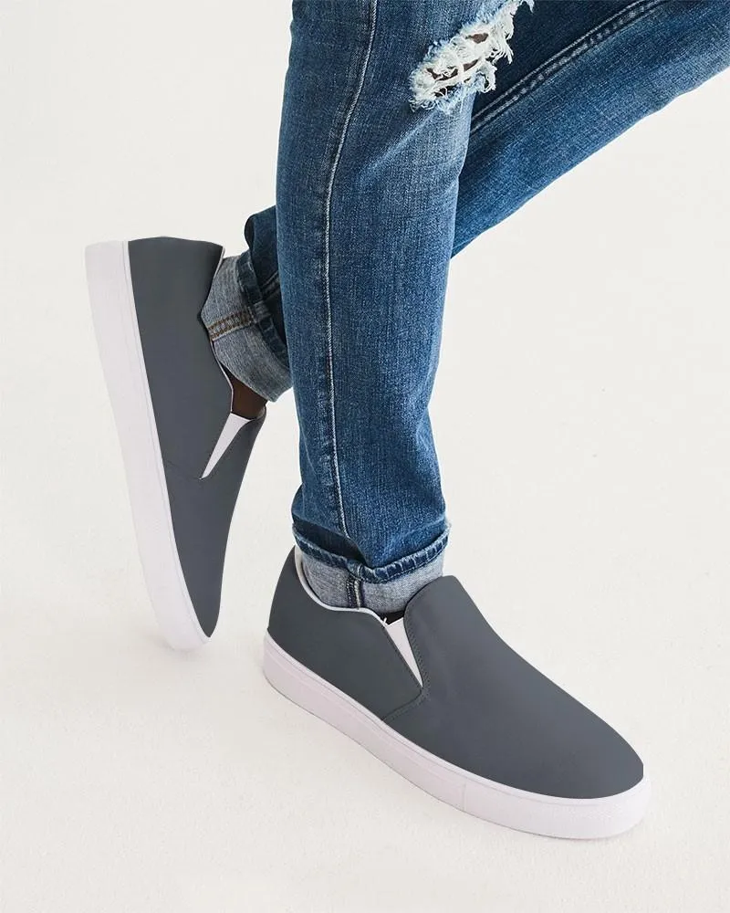 Dark Cyan Gray Slip-On Canvas Sneakers | Men's | Dark Pale Cyan Gray | C10M0Y0K80