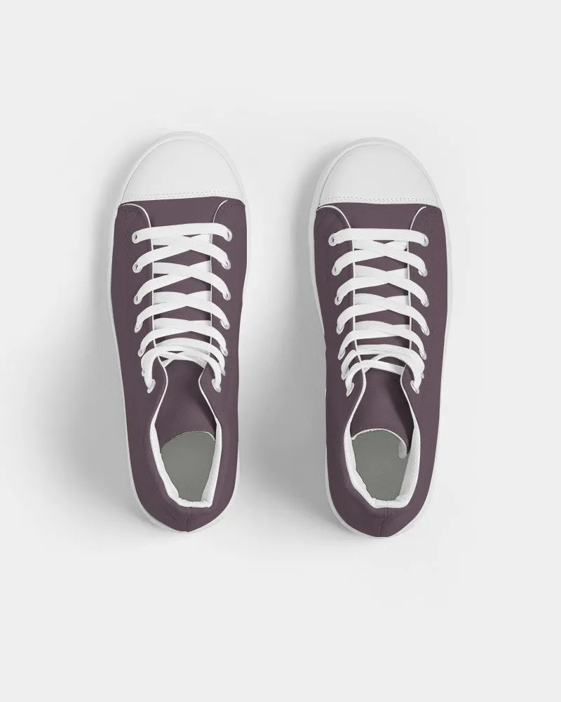 Dark Magenta Brown Women's High-top Canvas Sneakers | Women's | Dark Pale Pastel Magenta Brown | C0M30Y0K80