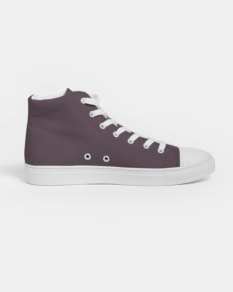 Dark Magenta Brown Women's High-top Canvas Sneakers | Women's | Dark Pale Pastel Magenta Brown | C0M30Y0K80