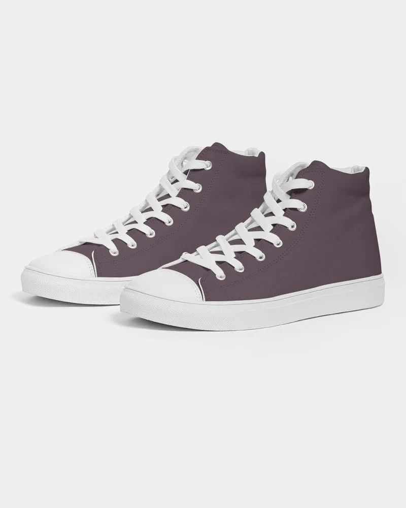 Dark Magenta Brown Women's High-top Canvas Sneakers | Women's | Dark Pale Pastel Magenta Brown | C0M30Y0K80