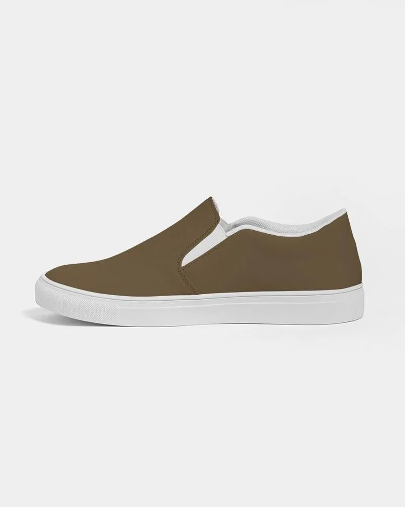 Dark Orange Brown Slip-On Canvas Sneakers | Men's | Dark Pastel Orange Brown | C0M30Y60K80