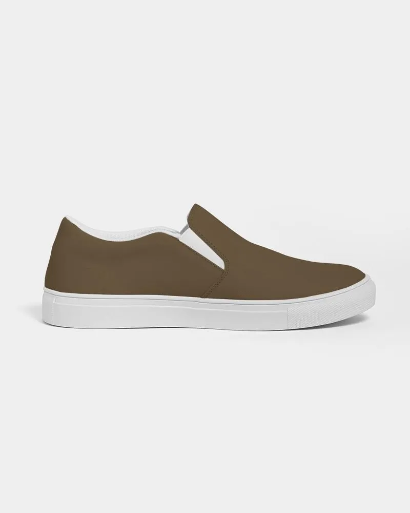 Dark Orange Brown Slip-On Canvas Sneakers | Men's | Dark Pastel Orange Brown | C0M30Y60K80