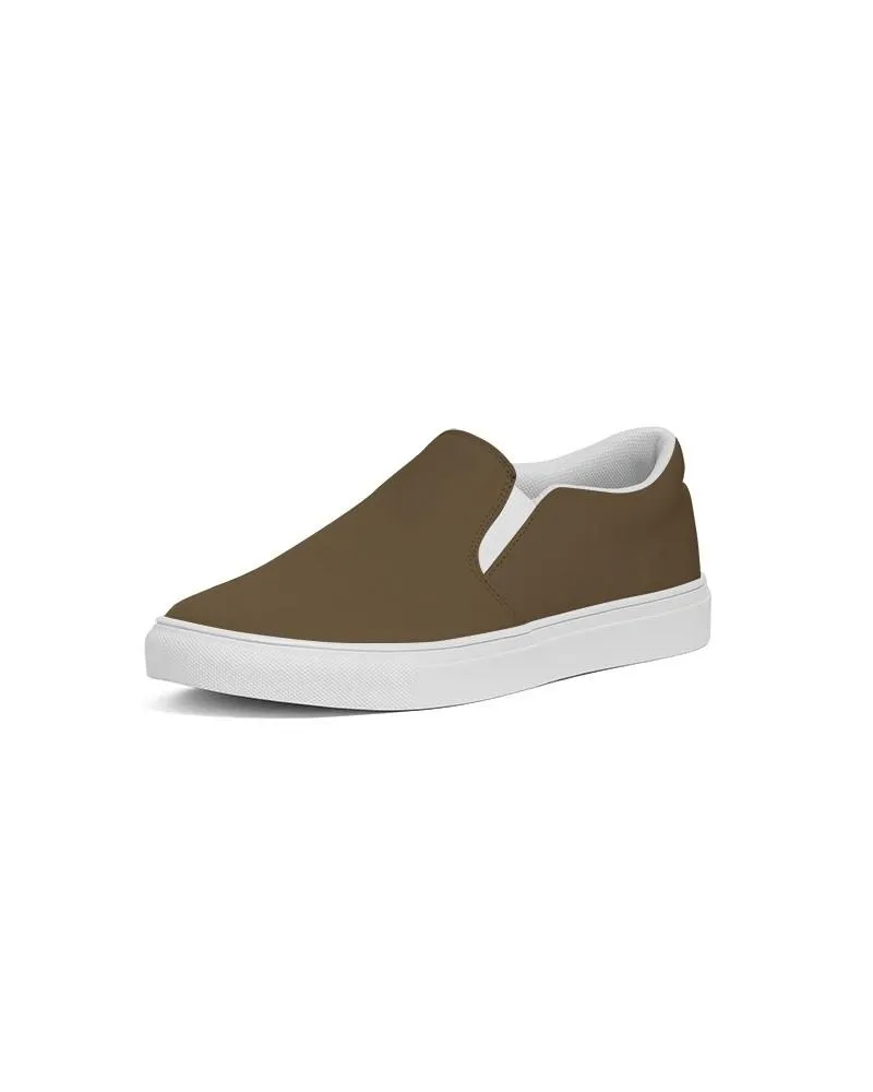 Dark Orange Brown Slip-On Canvas Sneakers | Men's | Dark Pastel Orange Brown | C0M30Y60K80