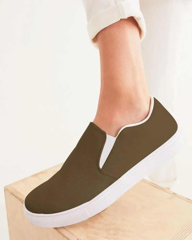 Dark Orange Brown Slip-On Canvas Sneakers | Women's | Dark Pastel Orange Brown | C0M30Y60K80