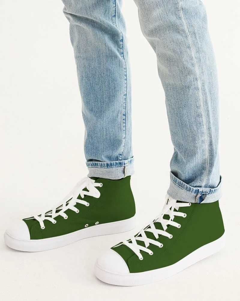 Dark Warm Green Men's High-top Canvas Sneakers | Men's | Dark Pure Warm Green | C50M0Y100K80