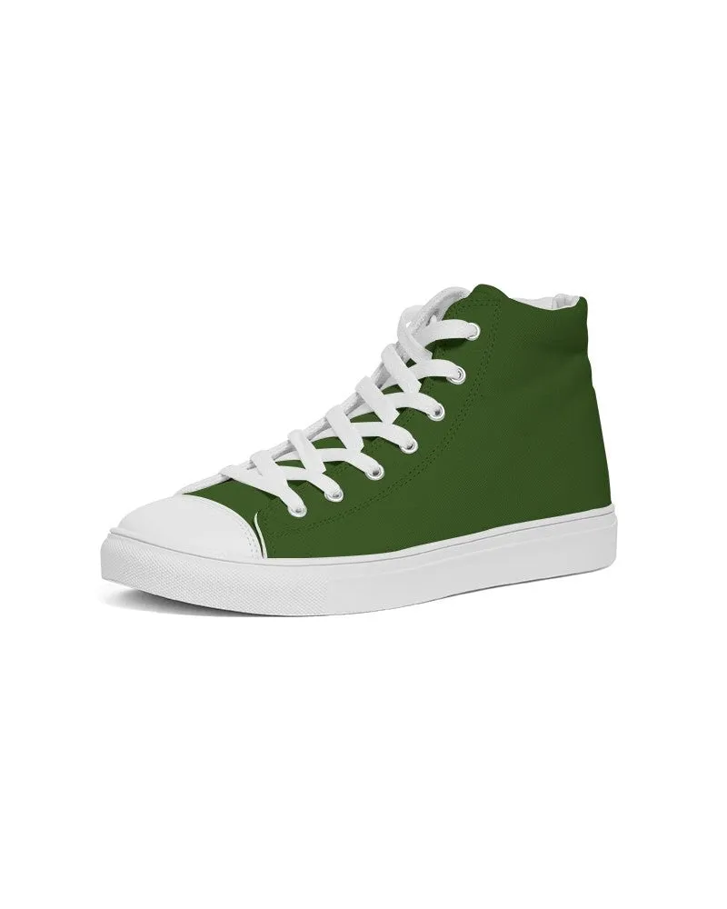 Dark Warm Green Men's High-top Canvas Sneakers | Men's | Dark Pure Warm Green | C50M0Y100K80