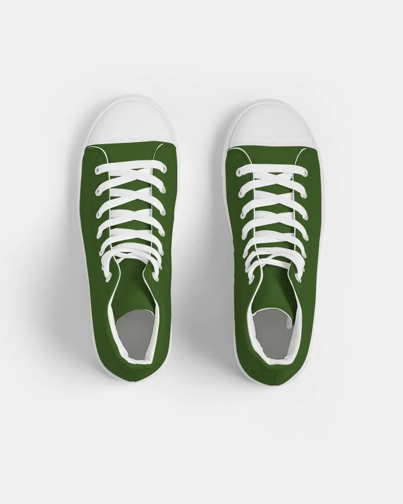 Dark Warm Green Men's High-top Canvas Sneakers | Men's | Dark Pure Warm Green | C50M0Y100K80