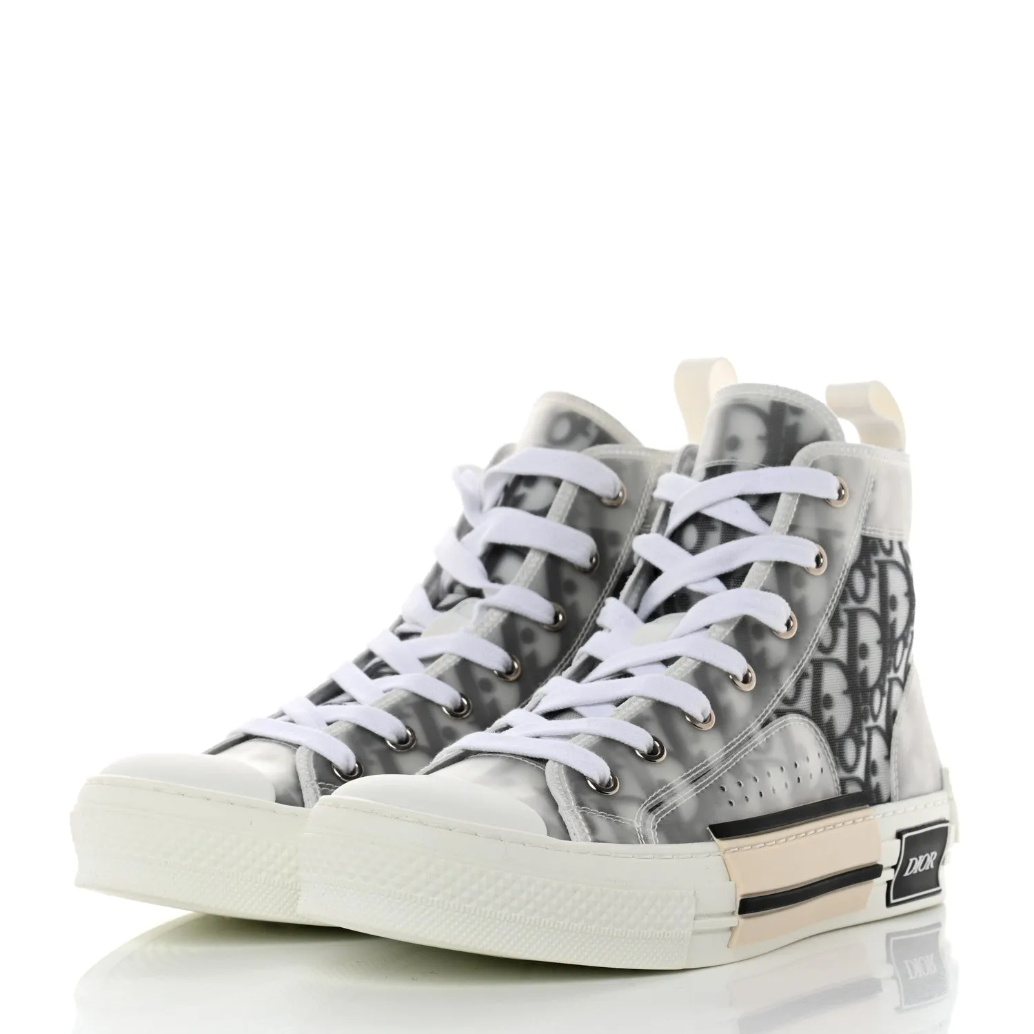 DIOR MEN'S B23 OBLIQUE CANVAS HIGH TOP SNEAKERS