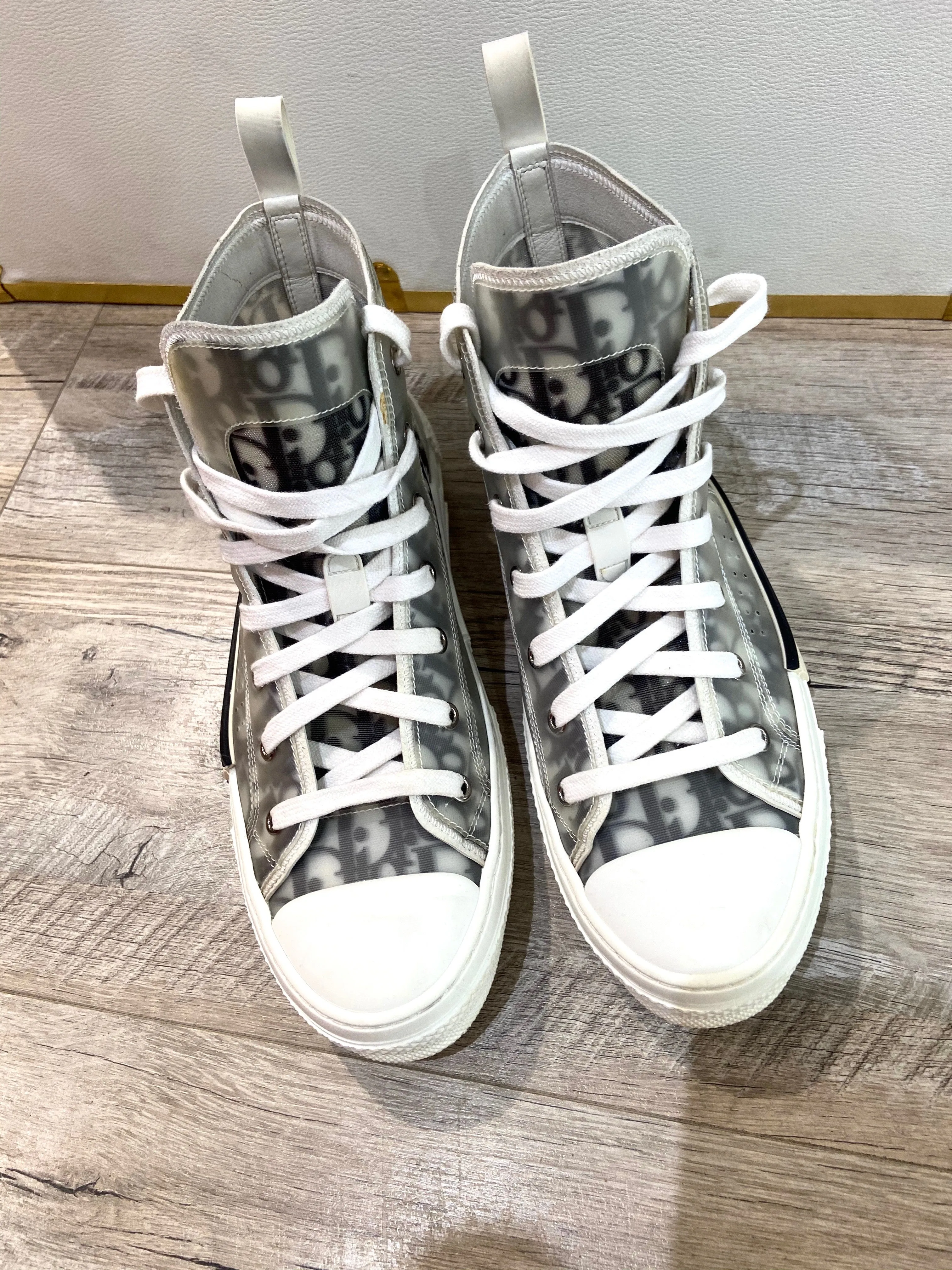 DIOR MEN'S B23 OBLIQUE CANVAS HIGH TOP SNEAKERS