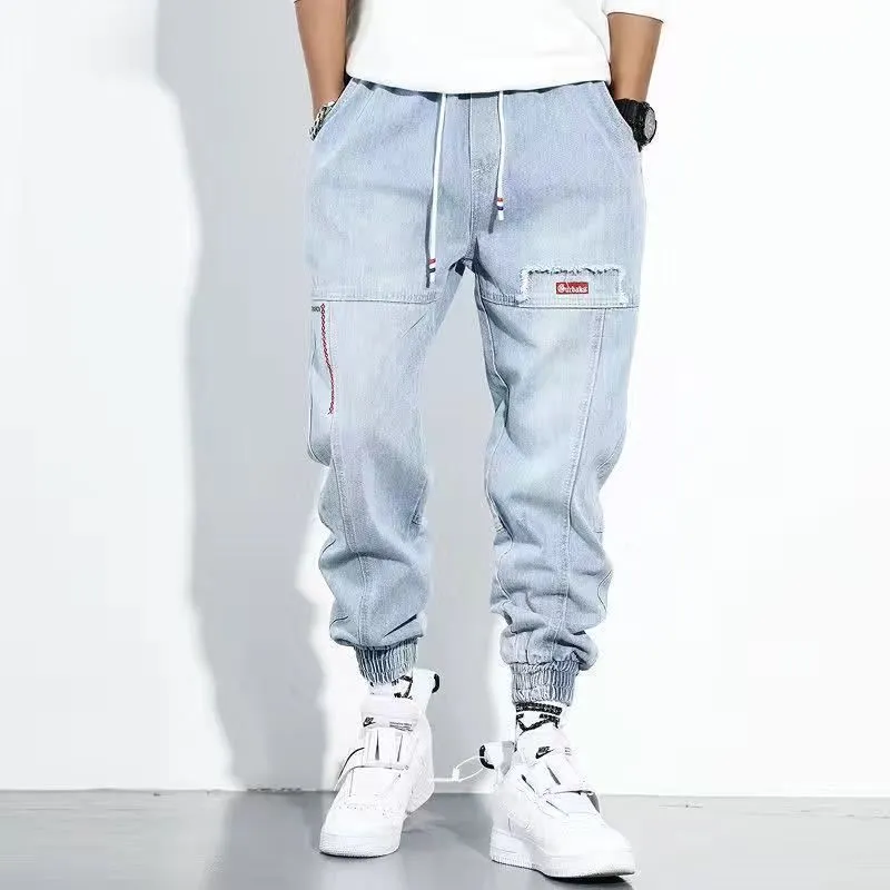 Edgy Harajuku Denim Techwear Joggers