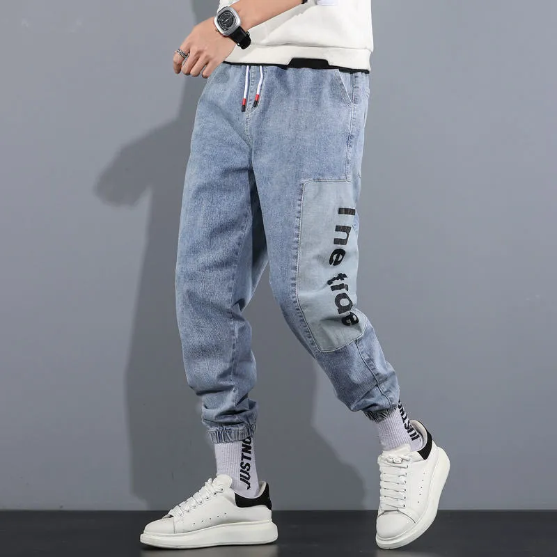 Edgy Harajuku Denim Techwear Joggers