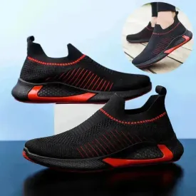 Fashion Mesh Sock Shoes With Striped Design Men Outdoor Breathable Slip-on Sneakers Casual Lightweight Running Sports Shoes