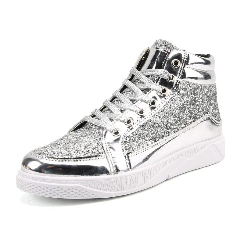 Funki Buys | Boots | Men's Women's Bling Lace Up Sneakers