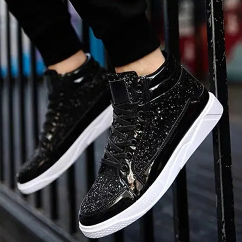 Funki Buys | Boots | Men's Women's Bling Lace Up Sneakers