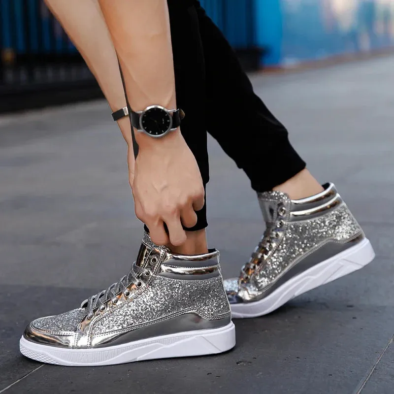 Funki Buys | Boots | Men's Women's Bling Lace Up Sneakers