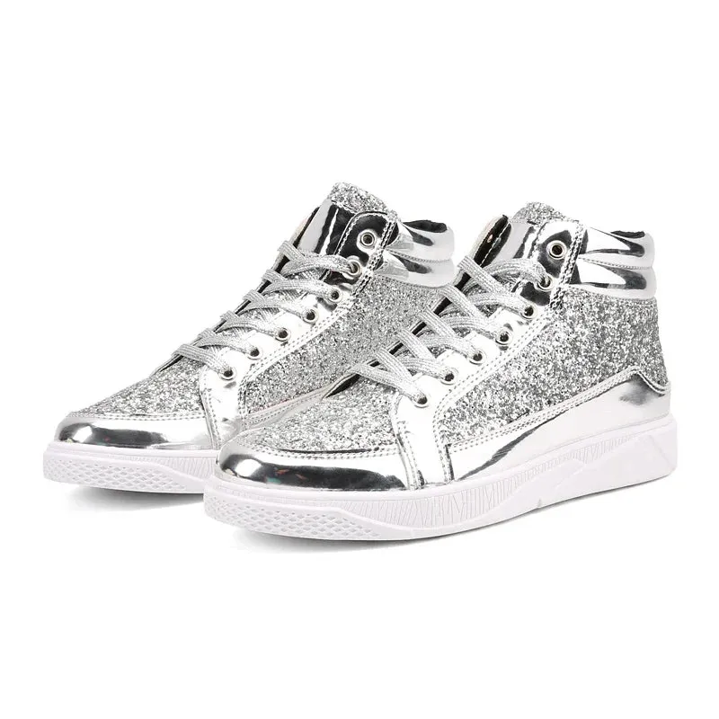 Funki Buys | Boots | Men's Women's Bling Lace Up Sneakers