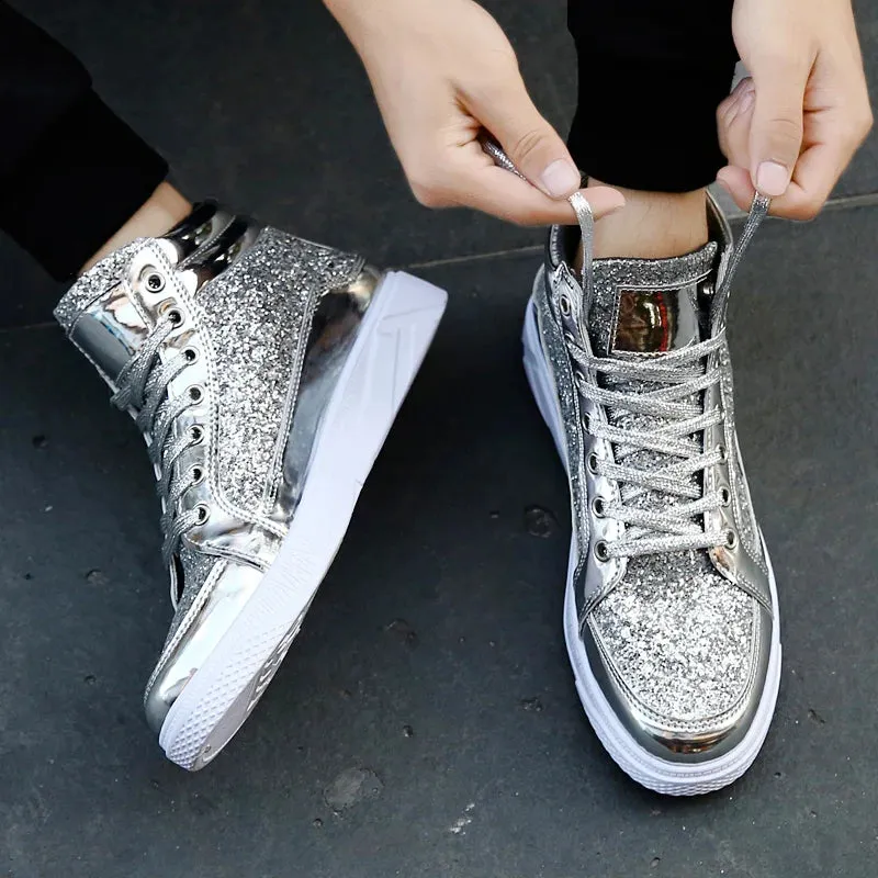 Funki Buys | Boots | Men's Women's Bling Lace Up Sneakers