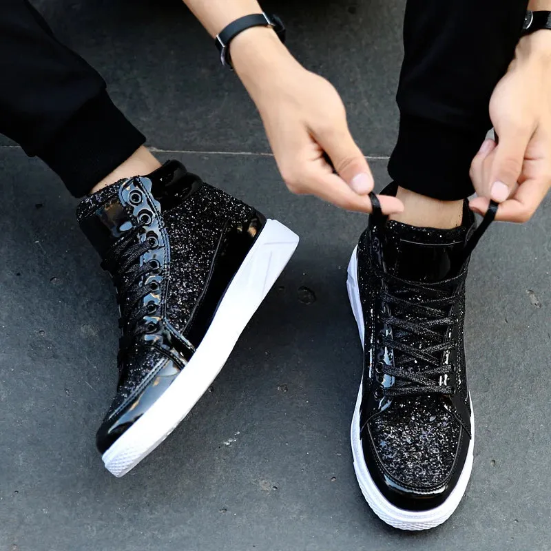 Funki Buys | Boots | Men's Women's Bling Lace Up Sneakers