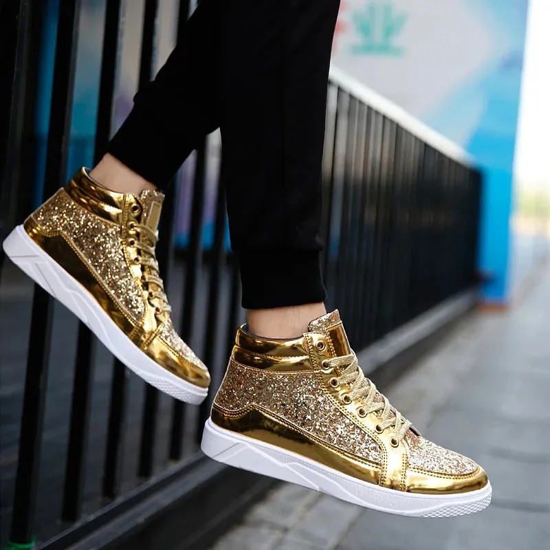 Funki Buys | Boots | Men's Women's Bling Lace Up Sneakers