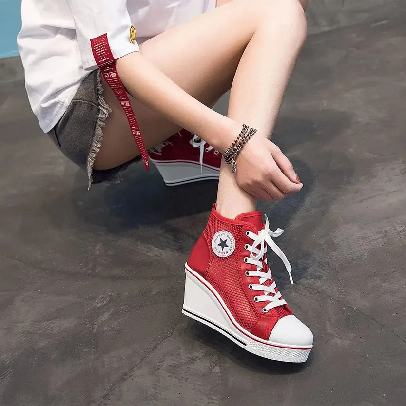 Funki Buys | Boots | Women's High Top Mesh Platform Sneakers