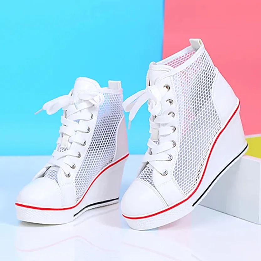 Funki Buys | Boots | Women's High Top Mesh Platform Sneakers