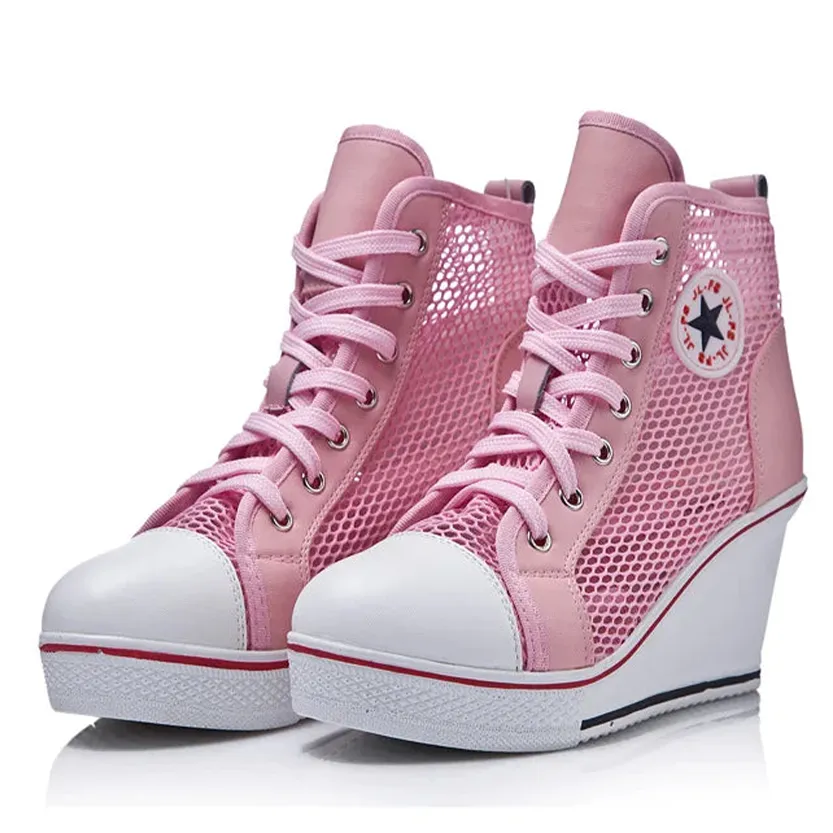 Funki Buys | Boots | Women's High Top Mesh Platform Sneakers