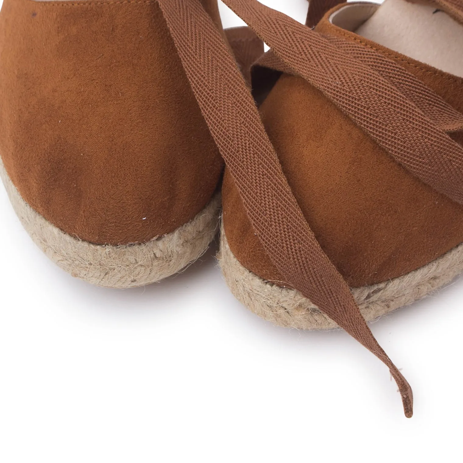 Galera Vegan Suede Espadrille Wedges - Caramel