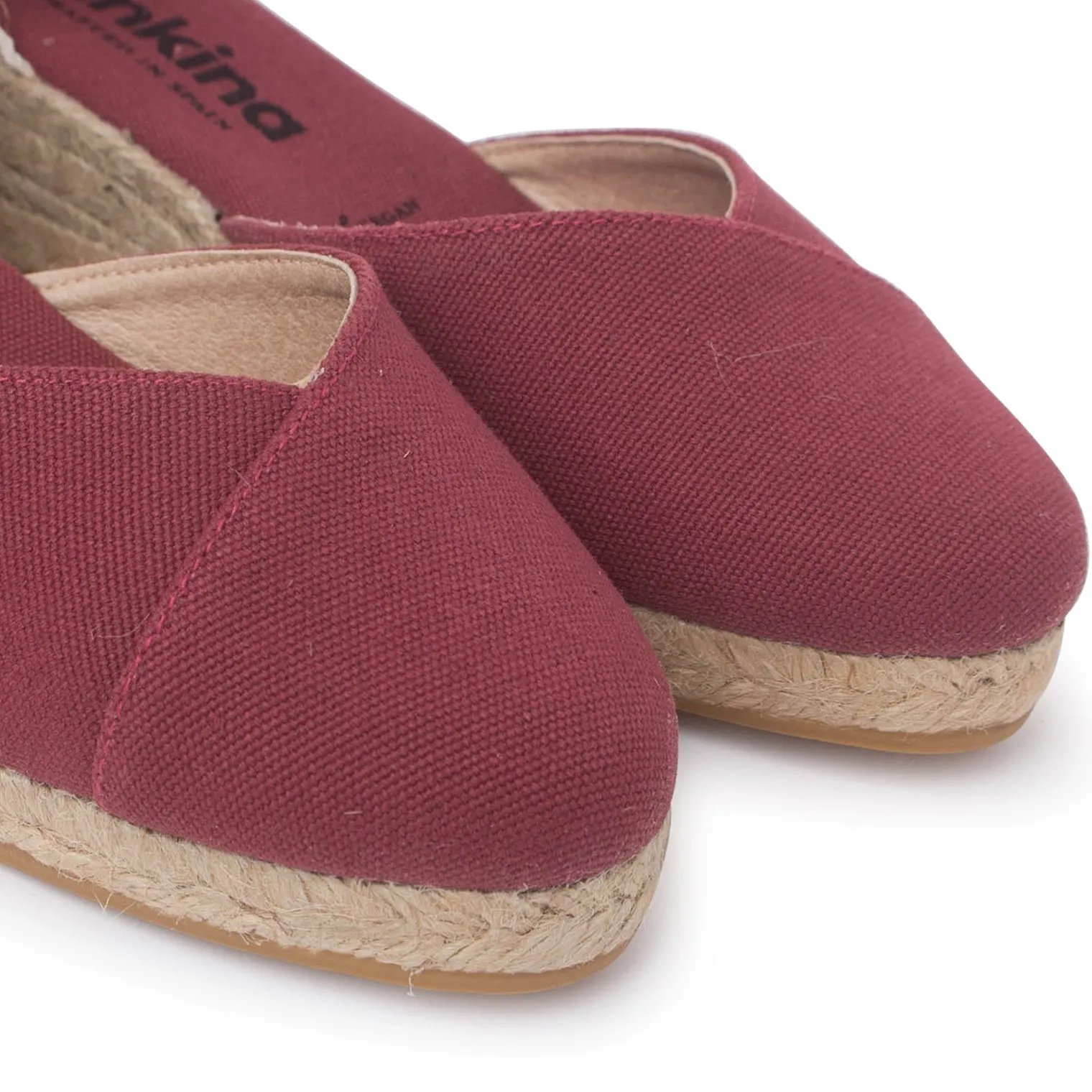 Girona Eco Canvas Vegan Espadrille Wedges - Garnet Red