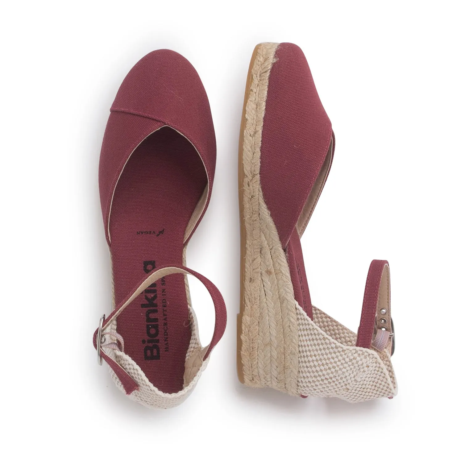 Girona Eco Canvas Vegan Espadrille Wedges - Garnet Red