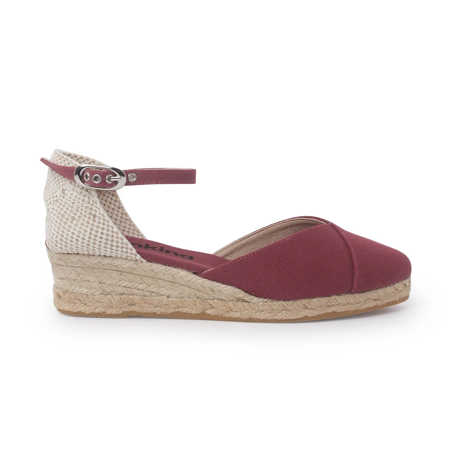 Girona Eco Canvas Vegan Espadrille Wedges - Garnet Red